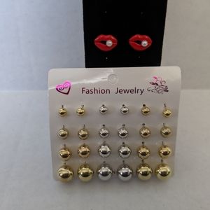 Free 12 Pairs of Earrings & Lip w/Pearl Earrings